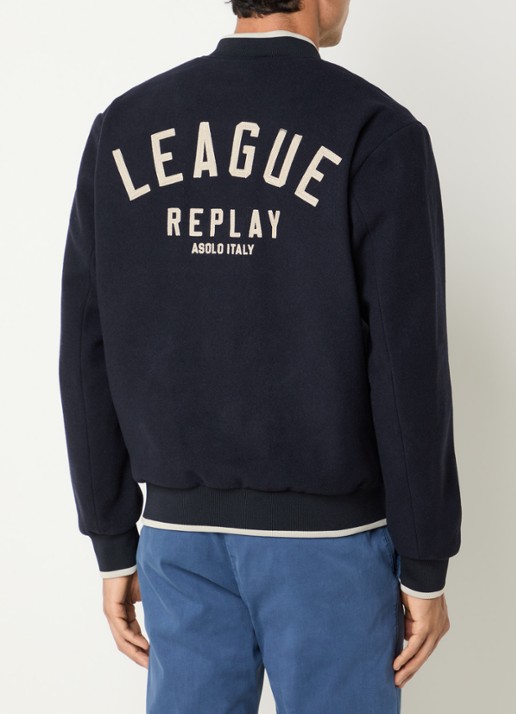 Replay Baseball jack in wolblend met steekzakken
