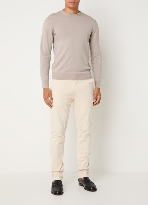 Replay Benni slim fit broek met steekzakken - voorkant 3 beige