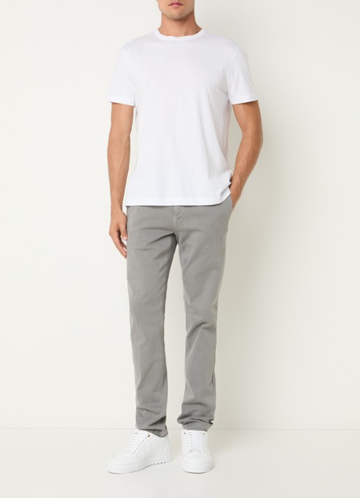 Replay Benni slim fit broek met steekzakken - voorkant 3 lichtgrijs