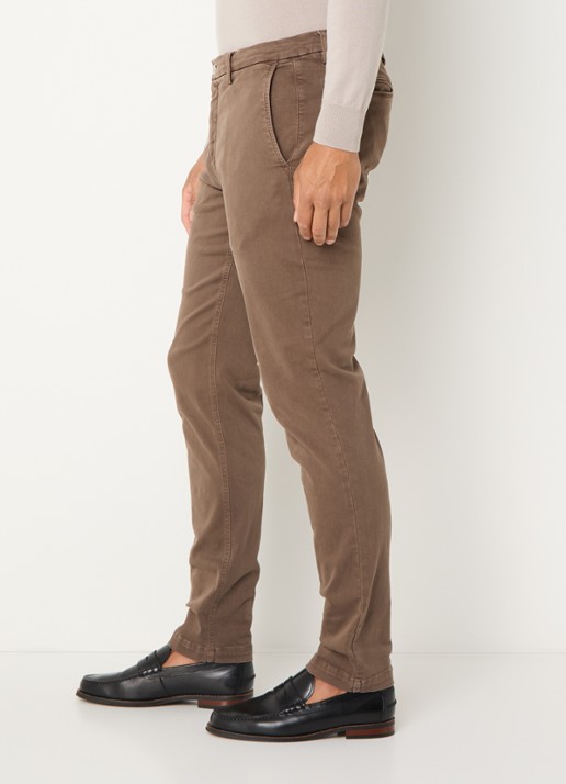 Replay Benni slim fit broek met steekzakken - detail 4 lichtbruin