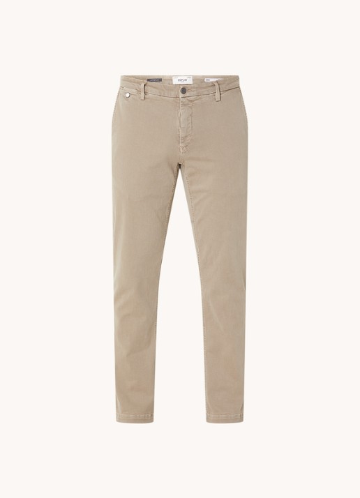 Replay Benni straight fit chino met steekzakken - voorkant 4 khaki