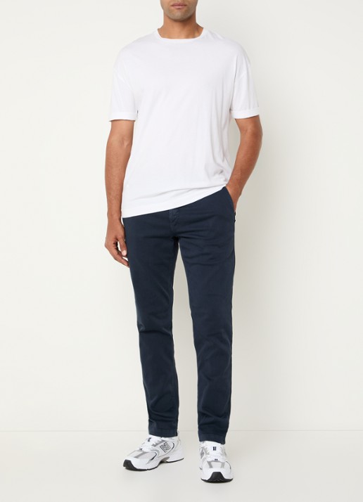 Replay Benni straight fit chino met steekzakken - voorkant 5 donkerblauw