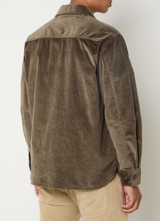 Replay Comfort fit overshirt van corduroy met borstzakken - achterkant 2 bronsgroen