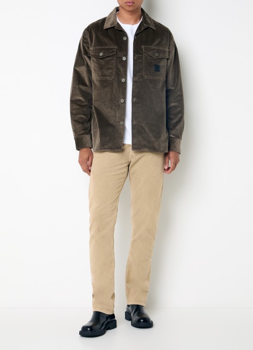 Replay Comfort fit overshirt van corduroy met borstzakken - voorkant 4 bronsgroen