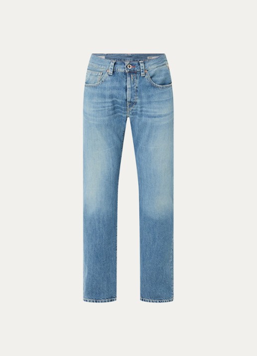 Replay Deryck straight leg jeans met steekzakken - voorkant lichtblauw