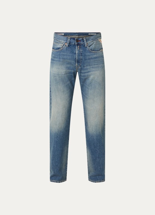 Replay Deryck straight leg jeans met steekzakken - voorkant 4 blauw