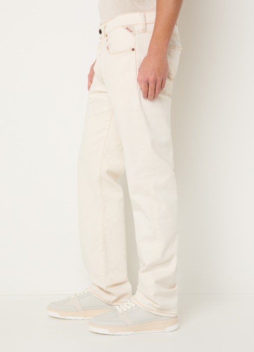 Replay Deryck straight leg jeans met steekzakken - detail 5 gebroken wit
