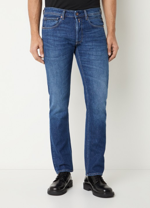 Replay Grover skinny jeans met donkere wassing - detail 4 indigo