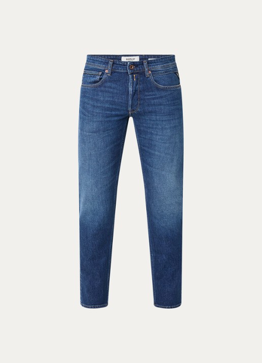 Replay Grover skinny jeans met donkere wassing - voorkant 2 indigo