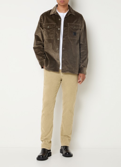 Replay Grover slim fit broek van corduroy met steekzakken - voorkant 4 zand