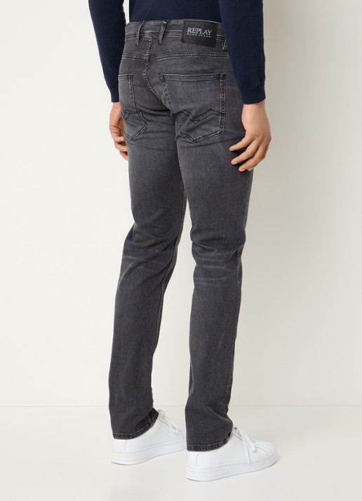 Replay Grover slim fit jeans met gekleurde wassing - achterkant 5 donkergrijs