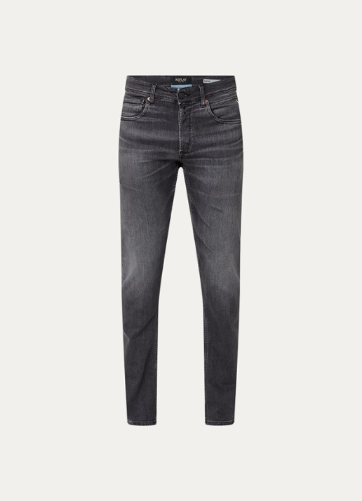 Replay Grover slim fit jeans met gekleurde wassing - voorkant 3 donkergrijs