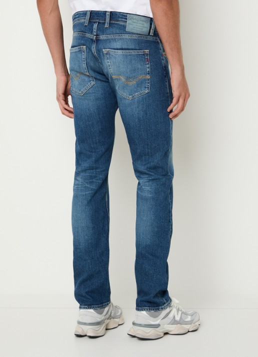 Replay Grover slim fit jeans met medium wassing - achterkant 3 indigo