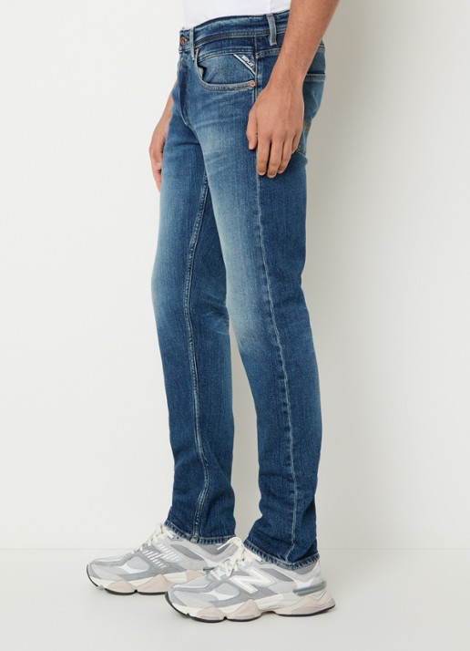 Replay Grover slim fit jeans met medium wassing - detail 5 indigo