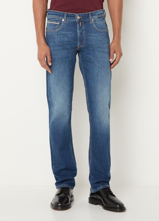 Replay Grover slim fit jeans met medium wassing - detail indigo