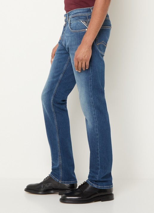 Replay Grover slim fit jeans met medium wassing - detail 2 indigo