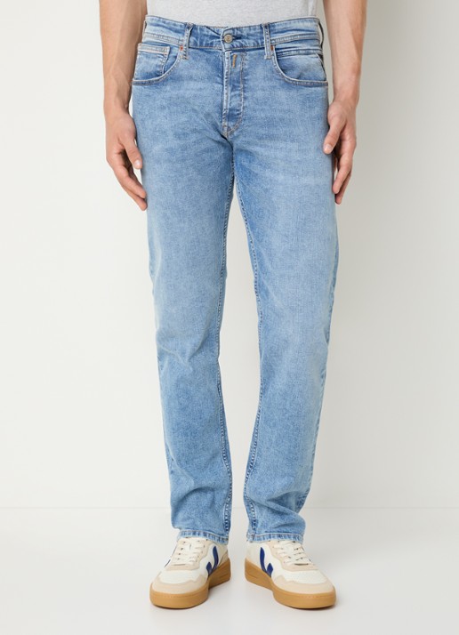 Replay Grover slim fit jeans met medium wassing - detail 3 lichtblauw