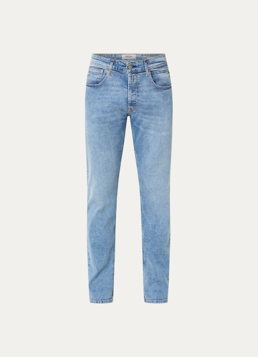 Replay Grover slim fit jeans met medium wassing - voorkant lichtblauw