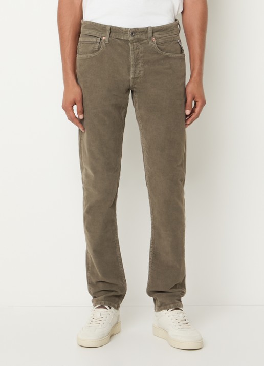 Replay Grover straight fit chino van corduroy - detail 2 khaki