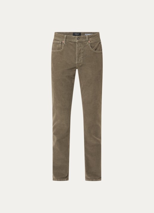 Replay Grover straight fit chino van corduroy - voorkant 4 khaki