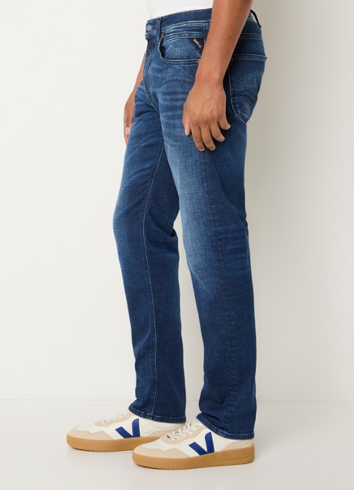 Replay Grover straight leg jeans met donkere wassing - detail 2 indigo