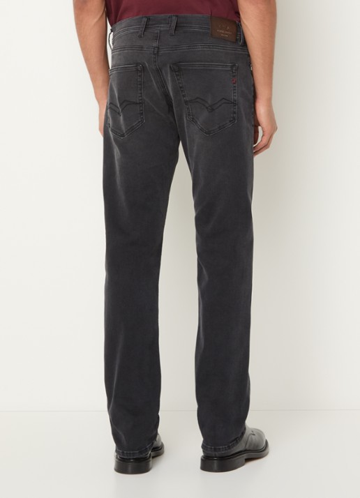 Replay Grover straight leg jeans met gekleurde wassing - achterkant donkergrijs