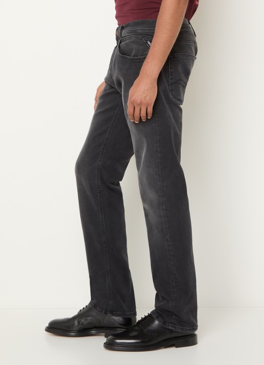 Replay Grover straight leg jeans met gekleurde wassing - detail 5 donkergrijs