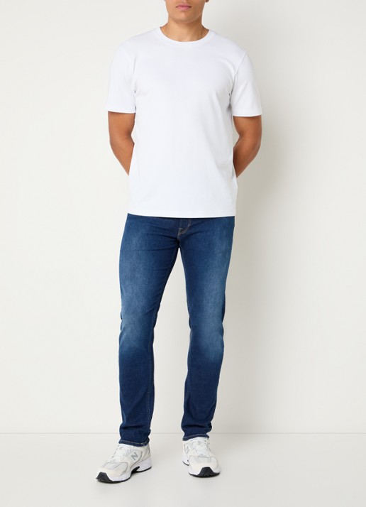 Replay Grover straight leg jeans met gekleurde wassing - voorkant 4 donkerblauw