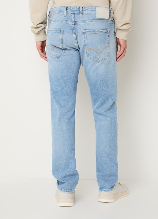 Replay Grover straight leg jeans met lichte wassing - achterkant 5 indigo