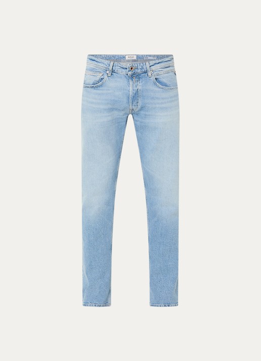 Replay Grover straight leg jeans met lichte wassing - voorkant 3 indigo