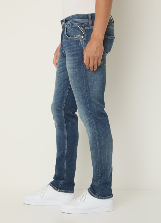 Replay Grover straight leg jeans met medium wassing - detail 2 indigo