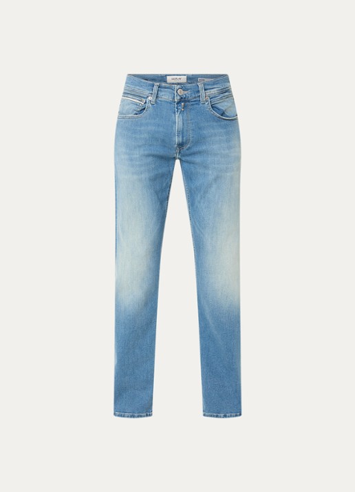 Replay Grover straight leg jeans met medium wassing  - voorkant 2 indigo