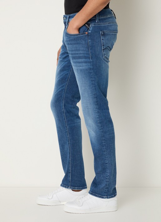 Replay Grover straight leg jeans met medium wassing - detail 4 blauw