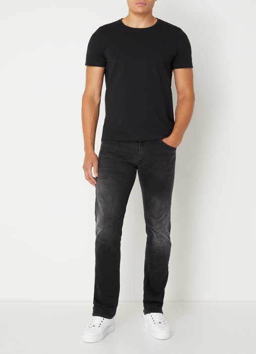 Replay Grover straight leg jeans met steekzakken - voorkant 3 zwart