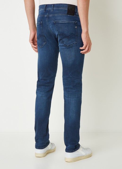 Replay Grover tapered fit jeans met stretch - achterkant 3 indigo