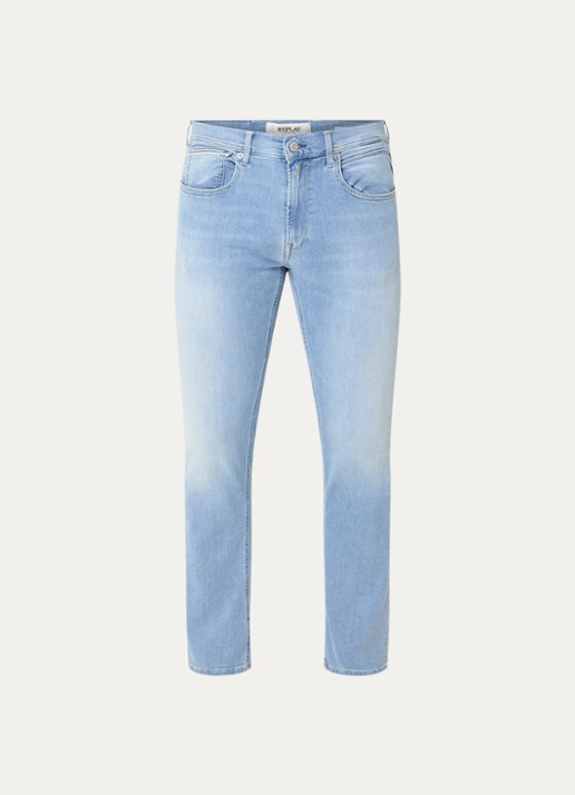 Replay Hyperflex Dust Grover slim fit jeans met lichte wassing - voorkant 4 indigo