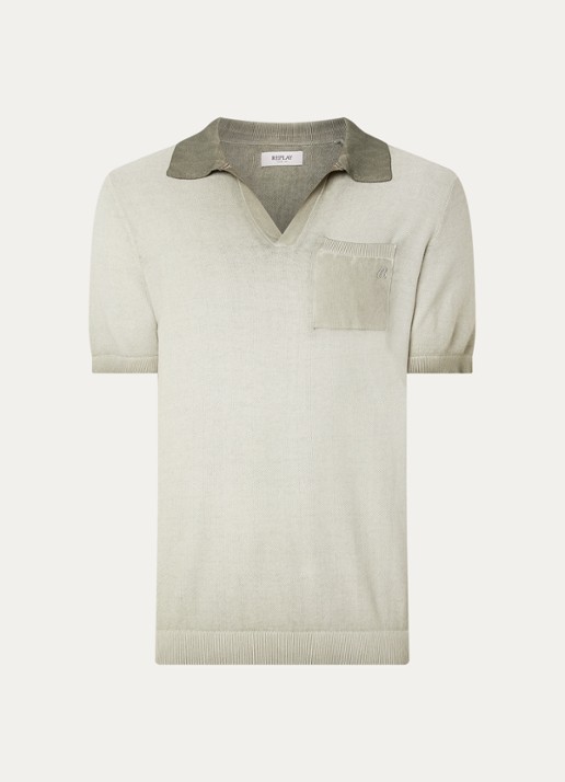Replay Regular fit polo met borstzak en logoborduring - voorkant 2 lindegroen