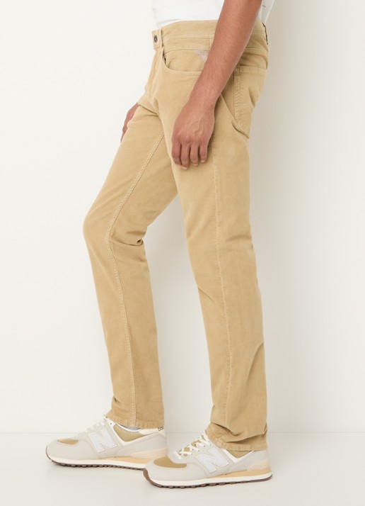 Replay Straight fit broek van corduroy met steekzakken - detail 2 beige