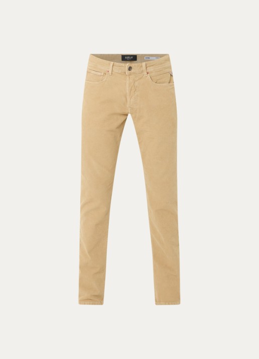 Replay Straight fit broek van corduroy met steekzakken - voorkant 4 beige