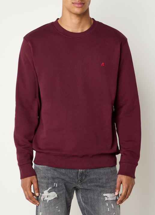 Replay Sweater met logoborduring - detail 2 beige