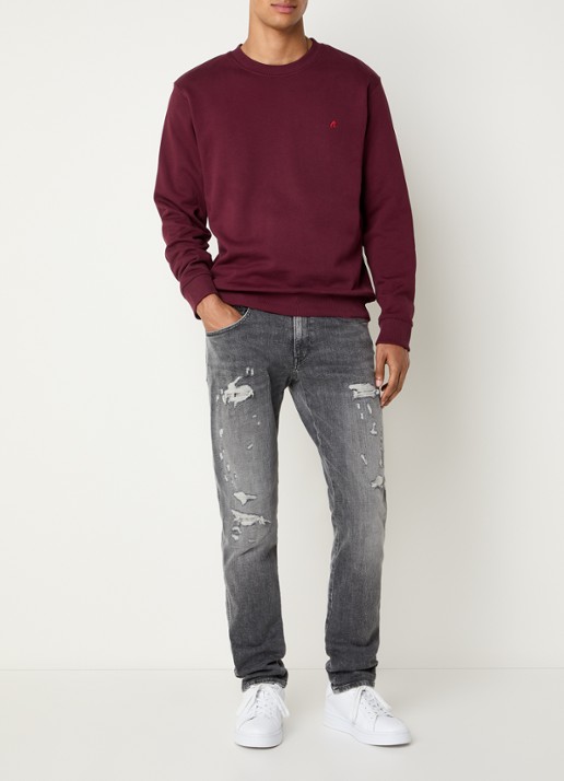 Replay Sweater met logoborduring - voorkant 4 beige