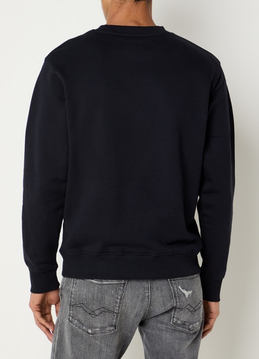 Replay Sweater met logoborduring - achterkant donkerblauw
