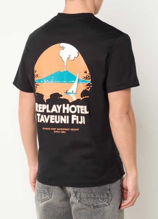 Replay T-shirt met backprint en logo