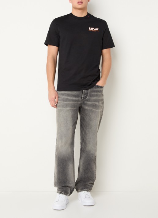 Replay T-shirt met backprint en logo - voorkant 4 zwart