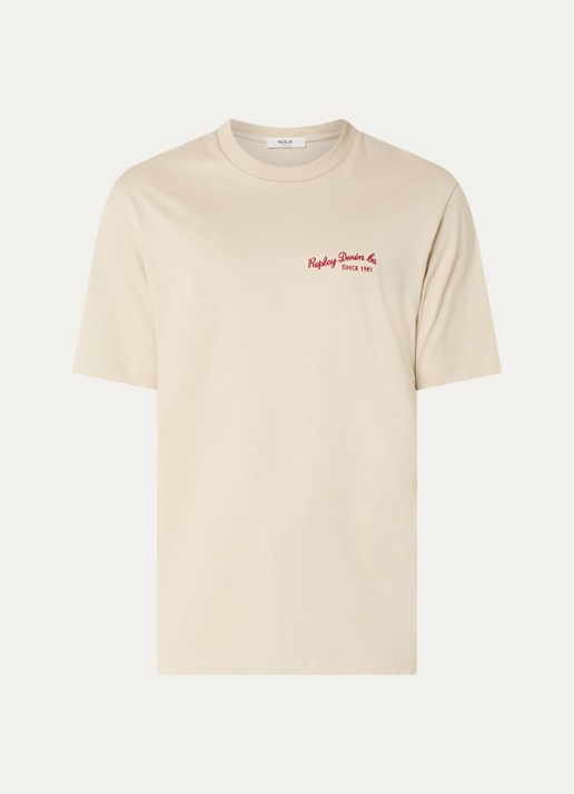 Replay T-shirt met logoborduring - voorkant 3 beige