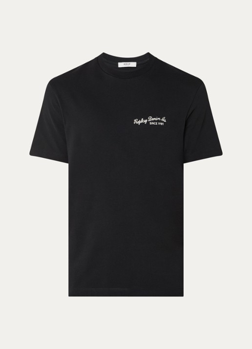 Replay T-shirt met logoborduring - voorkant zwart