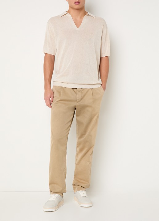 Replay Tapered fit chino met trekkoord en steekzakken - voorkant 5 camel