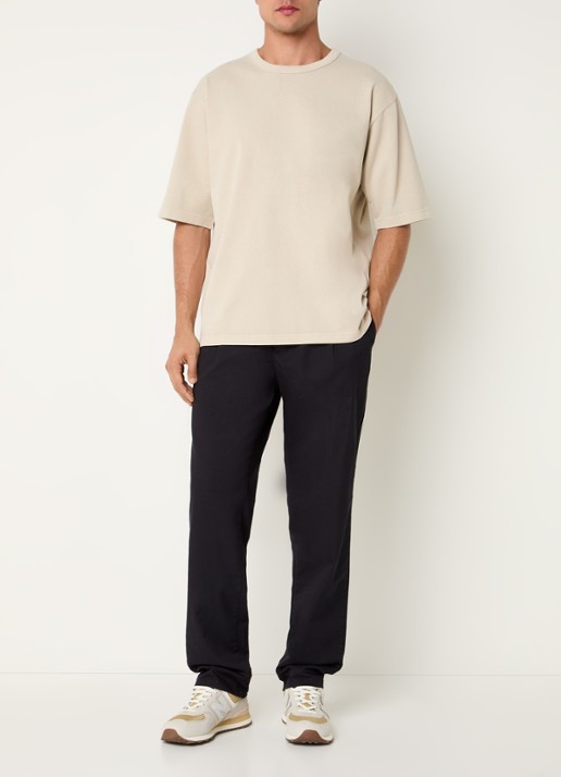 Replay Tapered fit chino met trekkoord en steekzakken - voorkant 2 donkerblauw