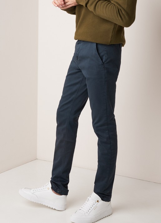 Replay Zeumar Hyperflex slim fit chino met stretch  - detail 2 donkerblauw