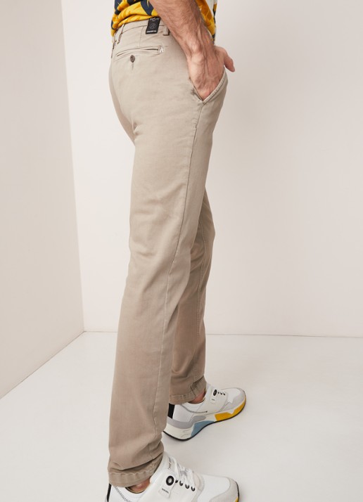 Replay Zeumar Hyperflex slim fit chino met stretch  - detail 5 zand